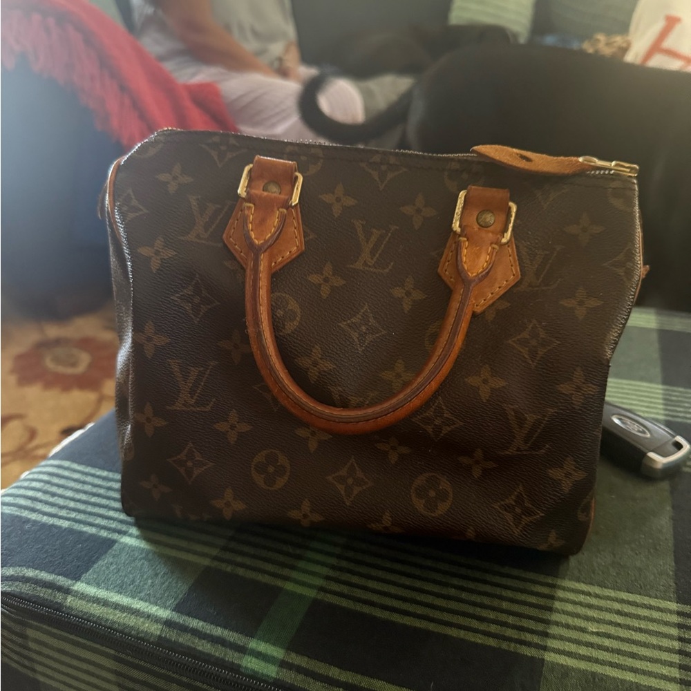 Brown Designer Monogram Handbag - Picture 2 of 5
